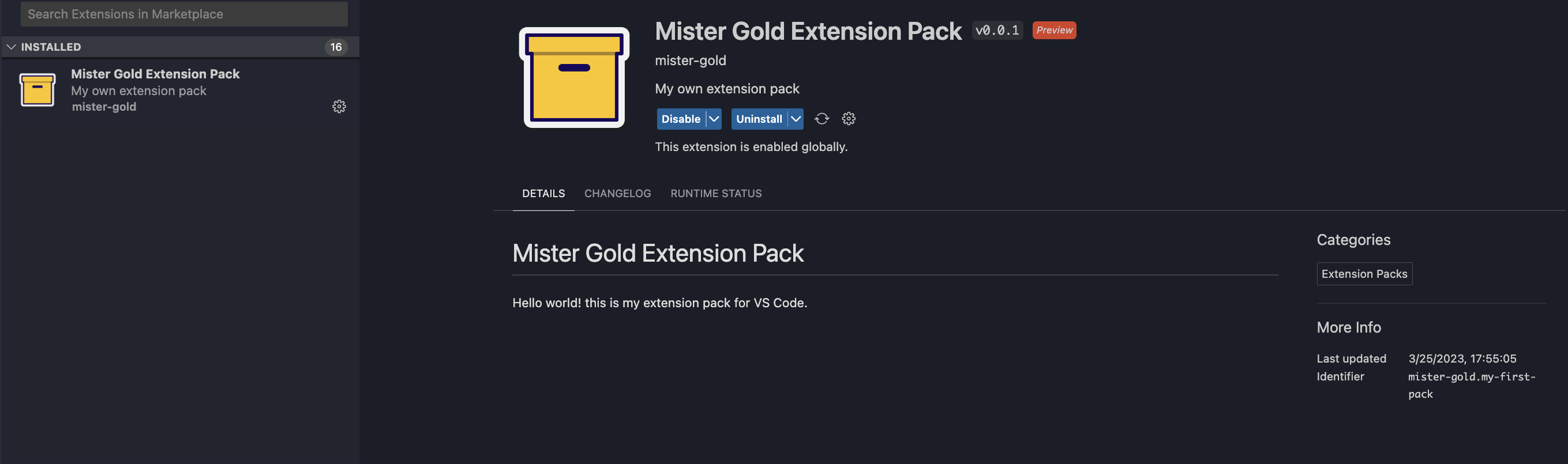 Extension pack installed