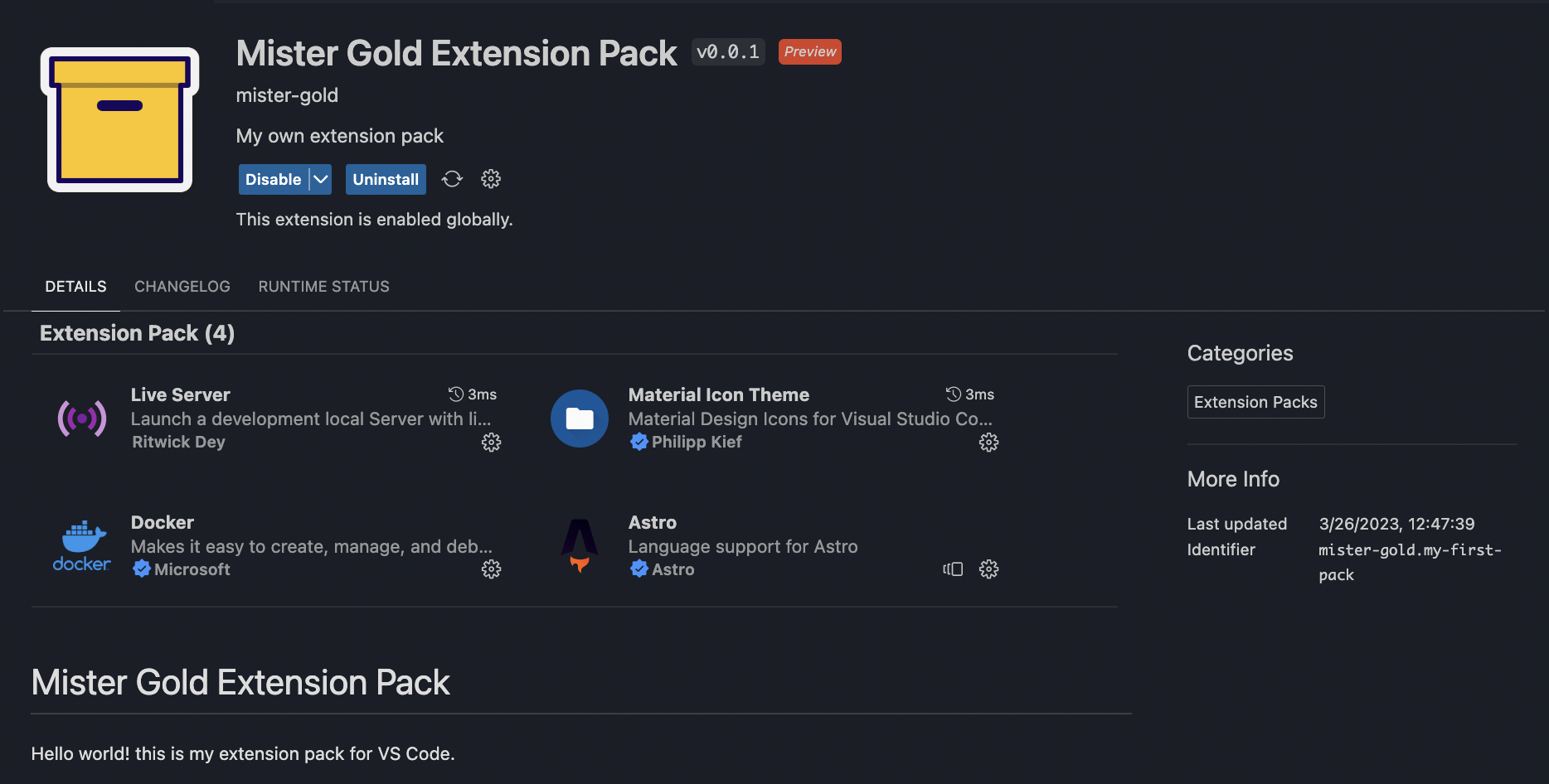 VS Code extension pack